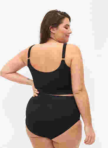 Einfarbiges Bikini-Unterteil mit hoher Taille, Black, Model image number 1