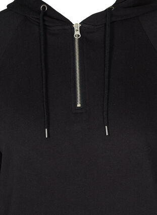 Langarm Sweatkleid mit Kapuze und Tasche, Black, Packshot image number 2