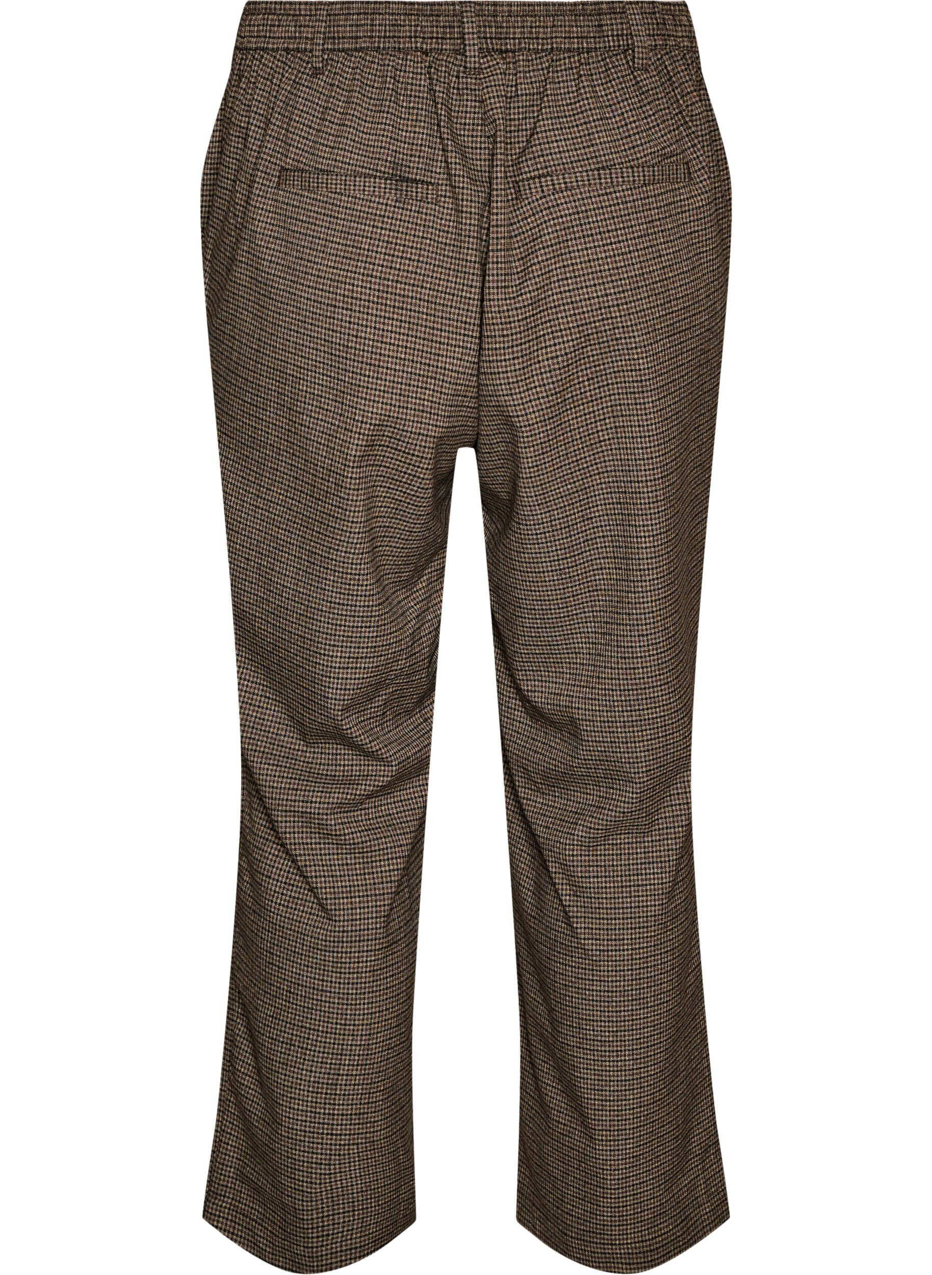 ZizziHose mit kleinem Karomuster und geradem Bein, Braun, Packshot image number 1