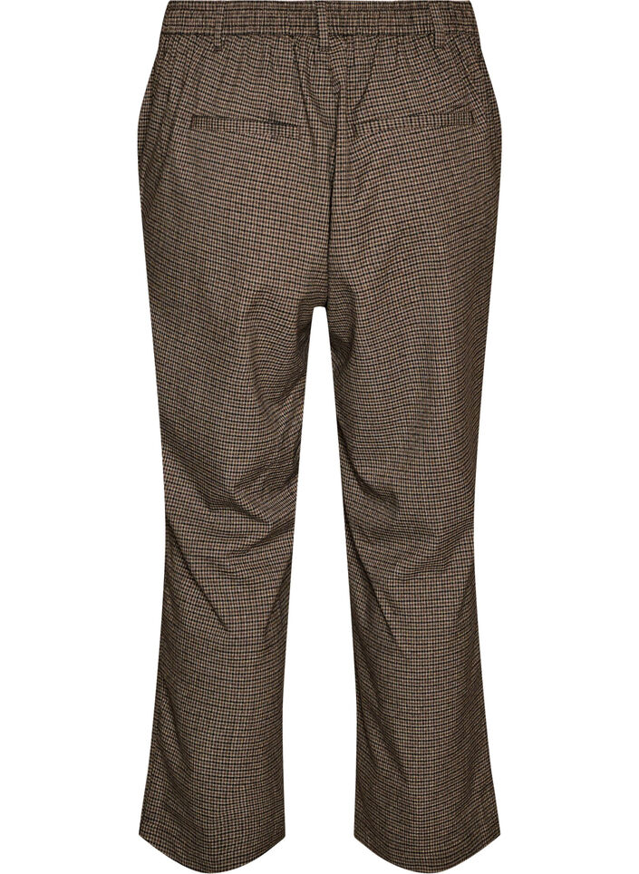 Hose mit kleinem Karomuster und geradem Bein, Braun, Packshot image number 1