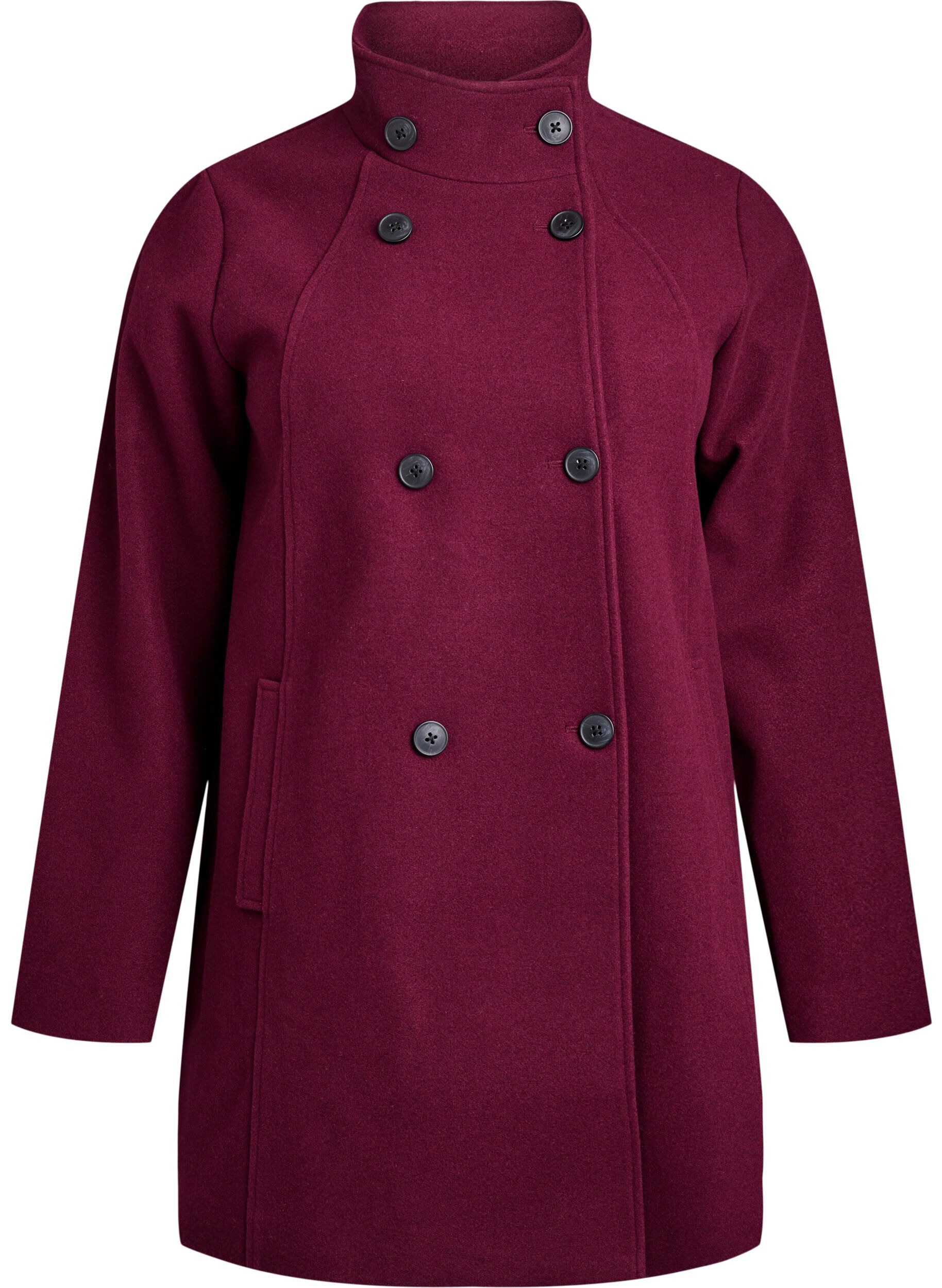 ZizziKurzmantel in A-Linie, Dunkles Bordeaux, Packshot image number 0