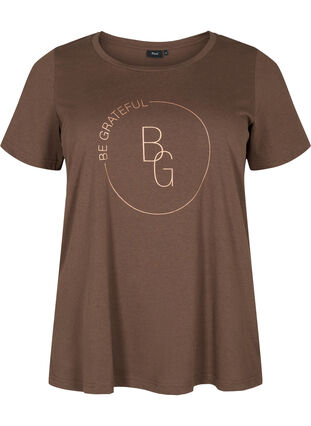 Kurzarm T-Shirt mit Print, Chestnut BG, Packshot image number 0