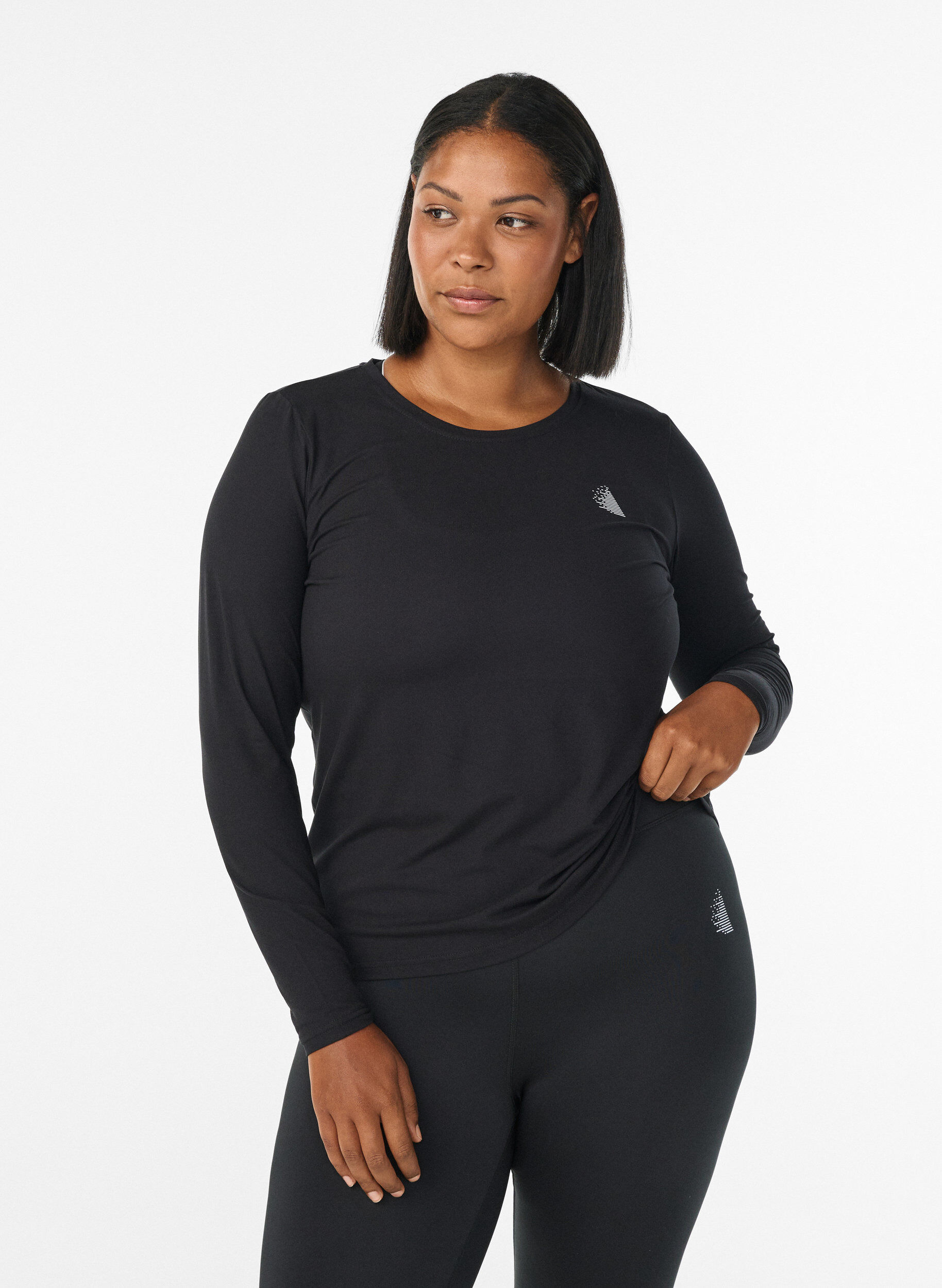 Trainingsbluse mit langen &Auml;rmeln, Schwarz, Model