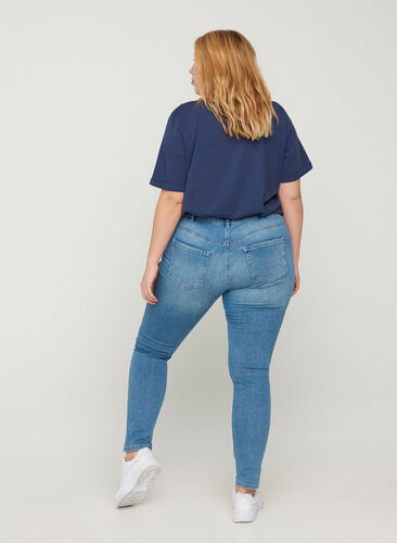 Extra Slim Fit Sanna Jeans mit Schlitzdetails, Light blue denim, Model image number 1