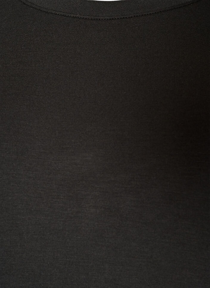 Lang&auml;rmelige Bluse aus Jersey mit Rundhalsausschnitt, Schwarz, Packshot image number 2