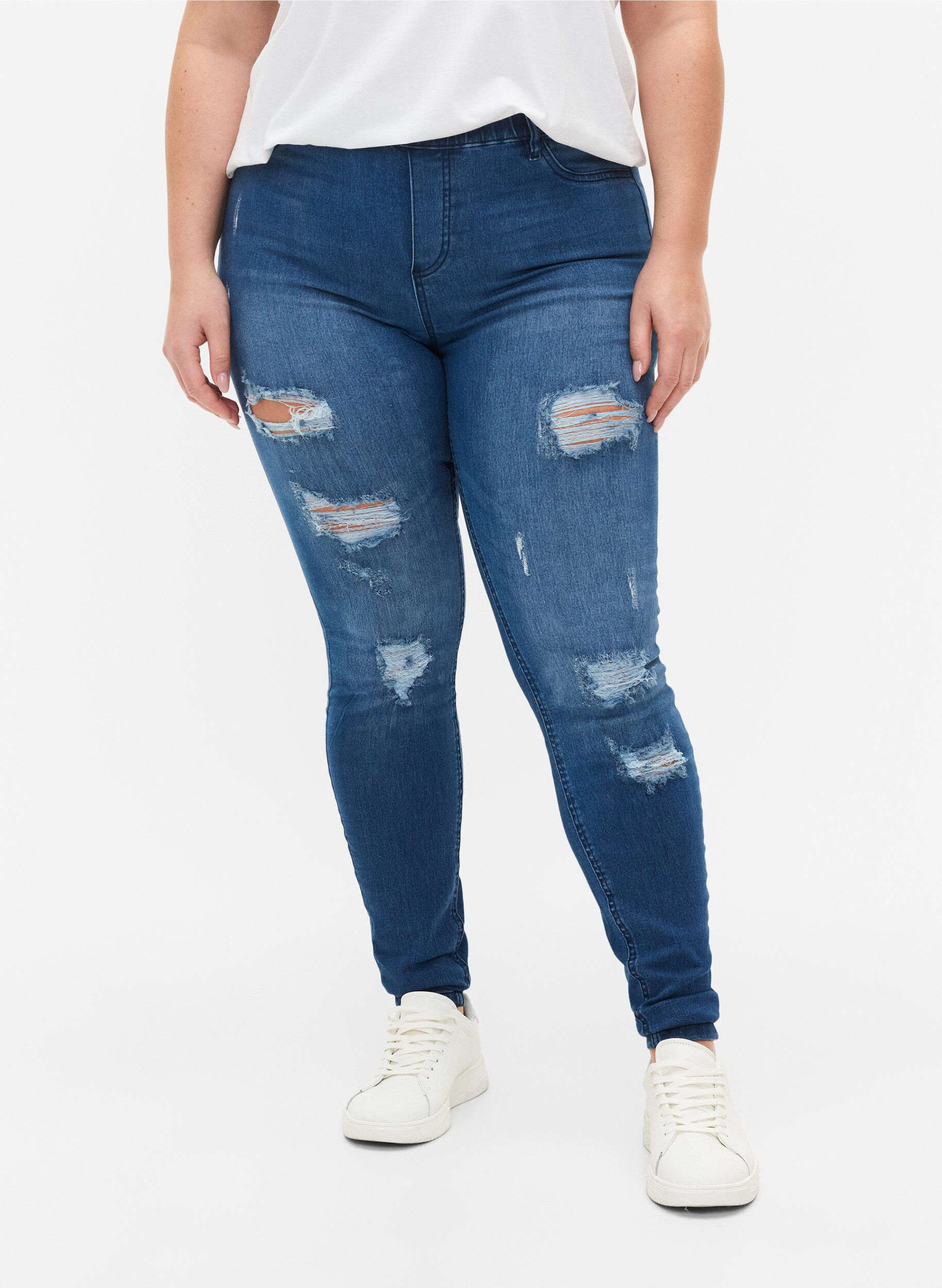 Zizzi Jeggings mit Rissen, Dark blue, Model image number 2