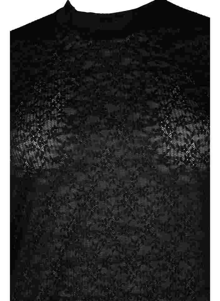 Enganliegende Spitzenbluse mit langen Ärmeln, Black, Packshot image number 2