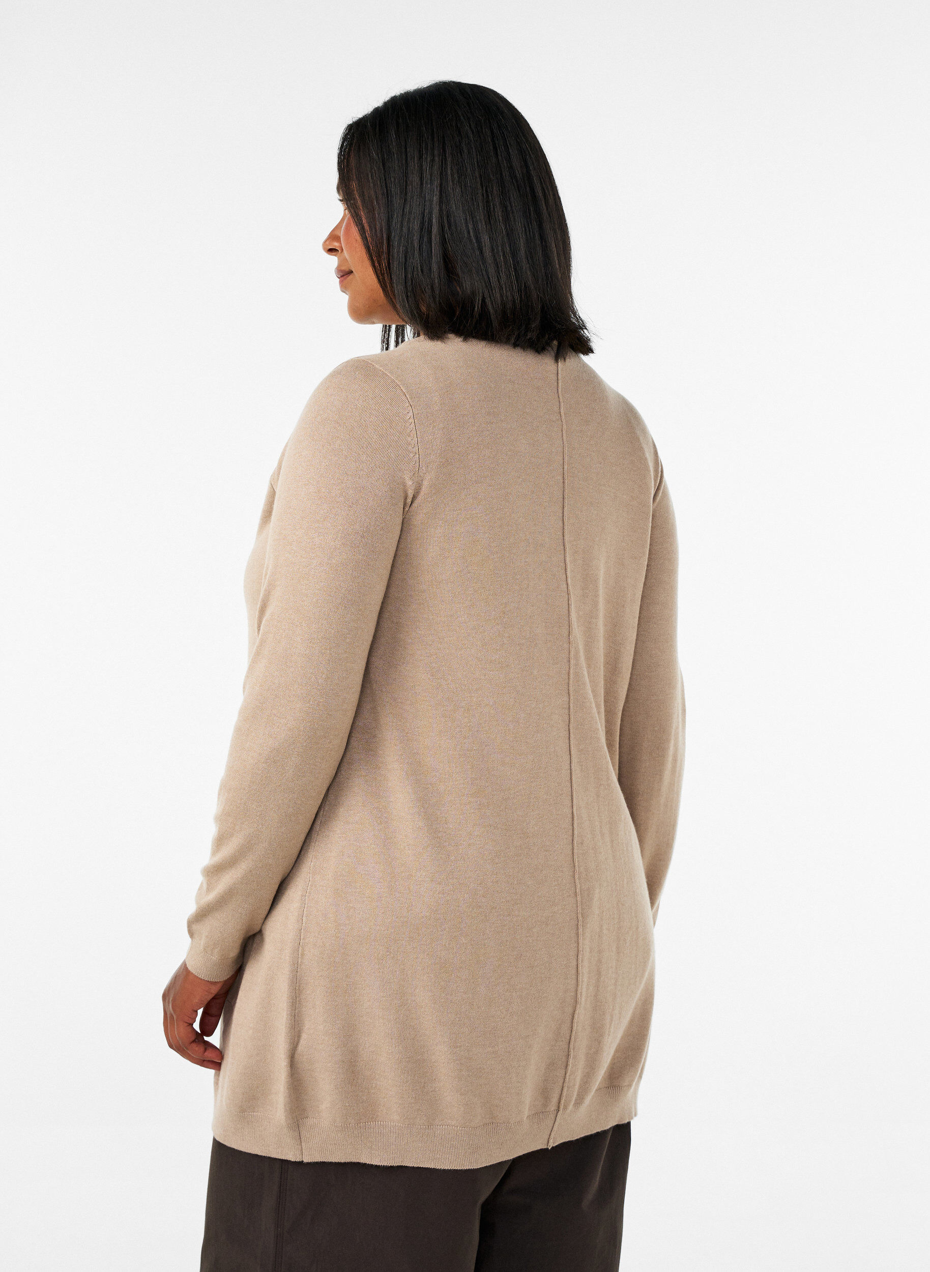 ZizziLange Strickjacke aus einer Viskosemischung, Beige, Model image number 2