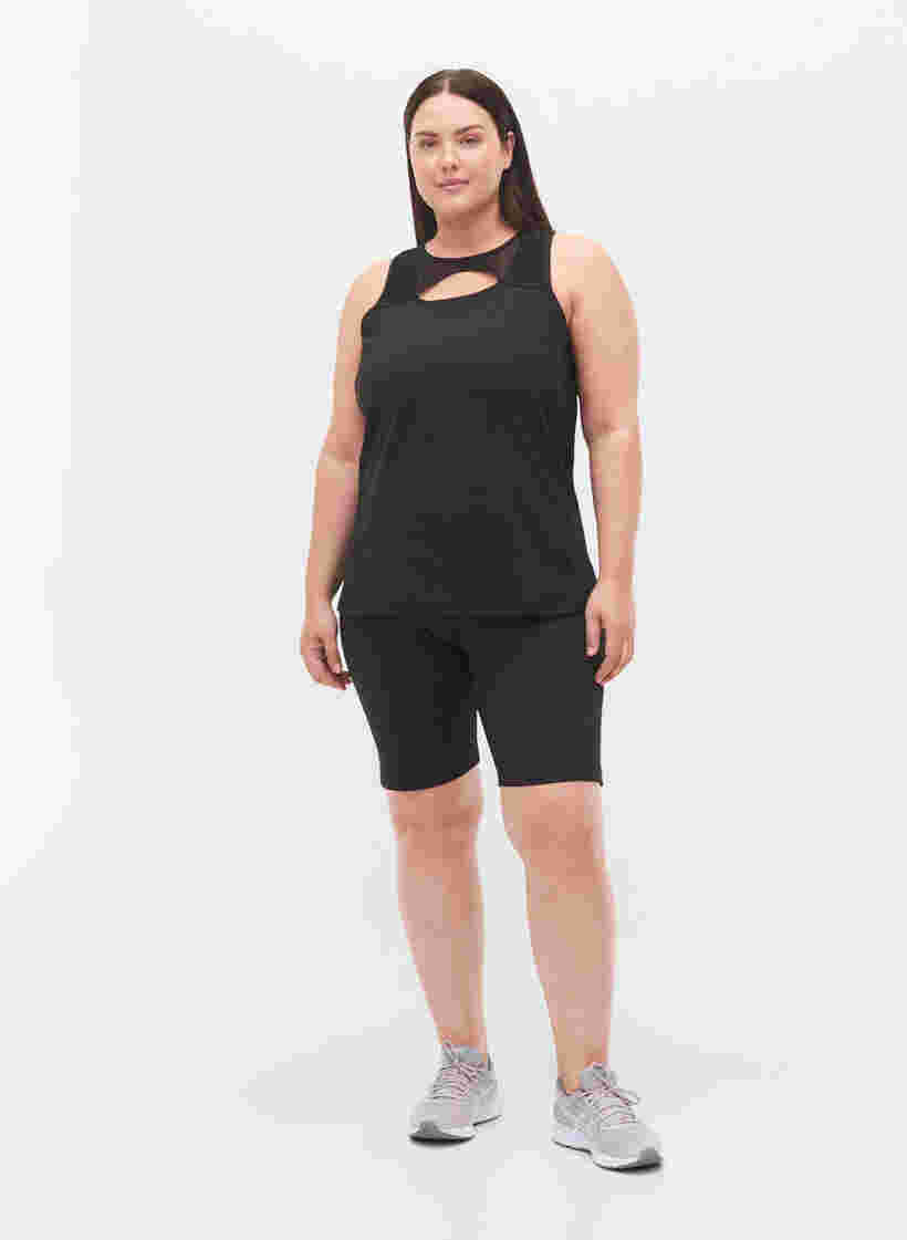 Mesh-Workout-Top mit Ringerrücken, Black, Model image number 2