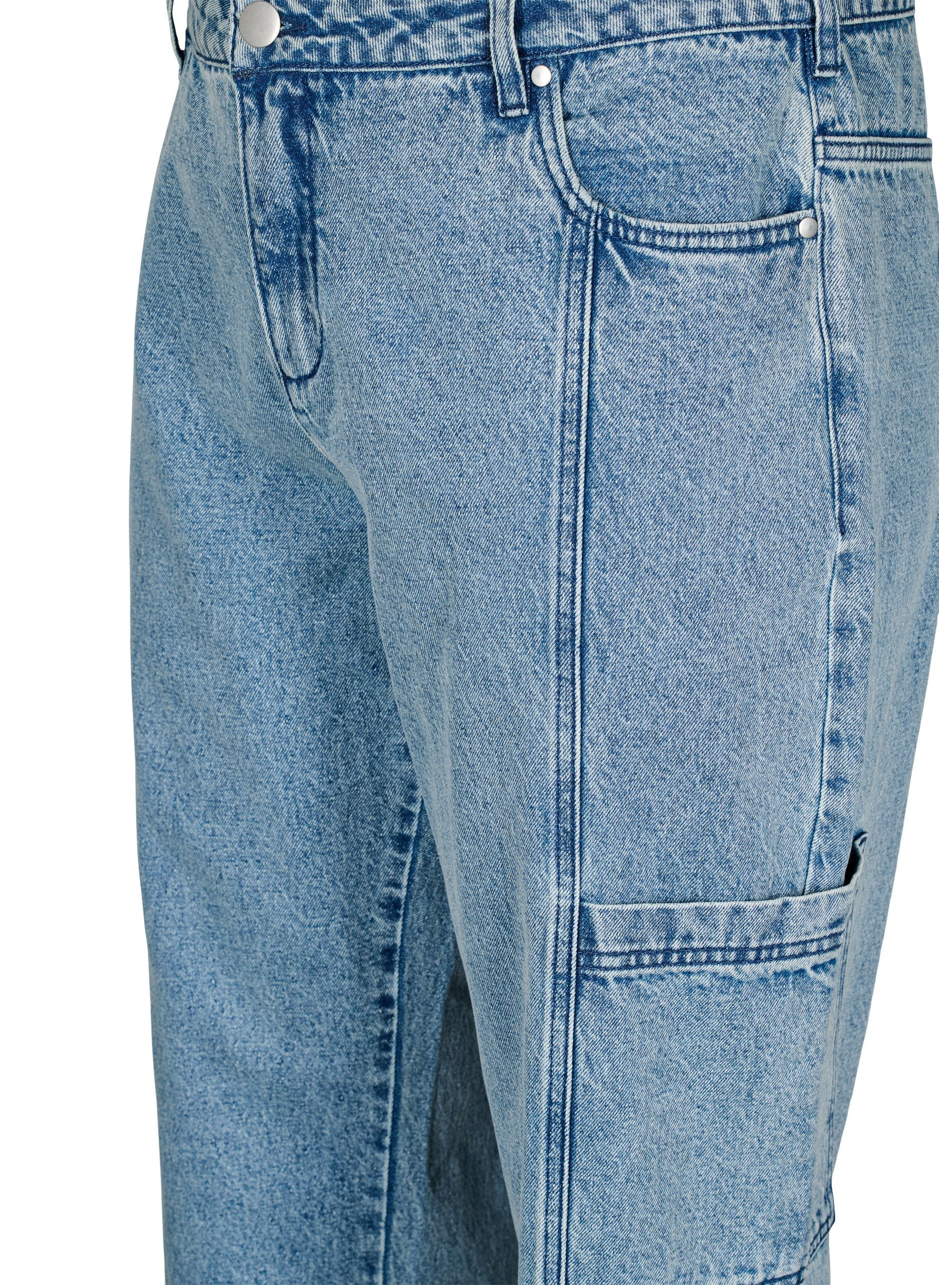 Zizzi Cargojeans mit hoher Taille, Blau, Packshot image number 2