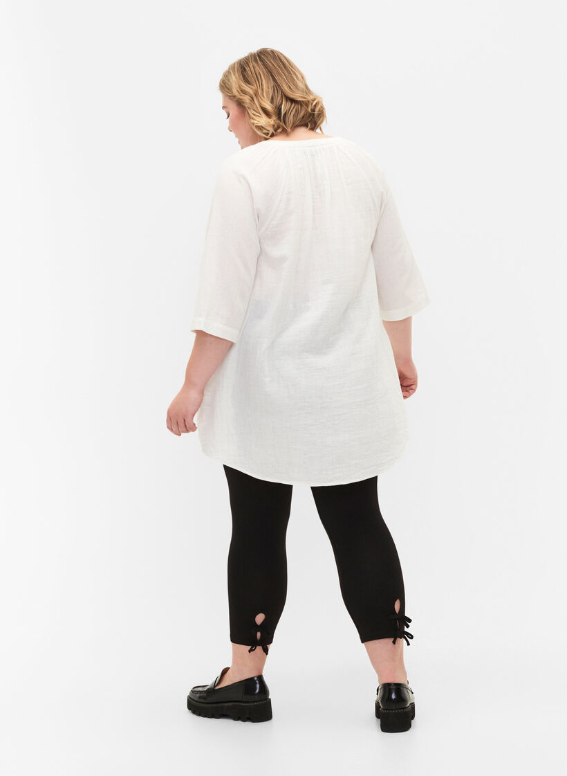 3/4 Leggings aus Viskose mit Schleife, Black, Model image number 1