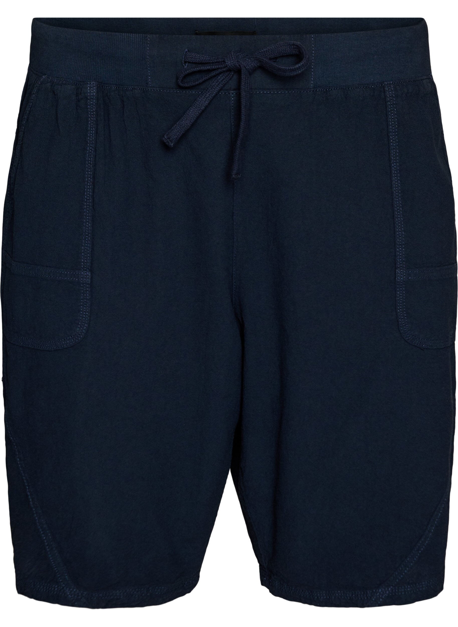 Zizzi Lockere Shorts aus Baumwolle mit Taschen, Blau, Packshot image number 0