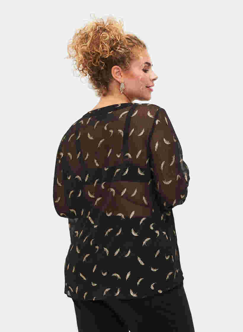 Transparentes Hemd mit Lurex-Muster, Black, Model image number 1