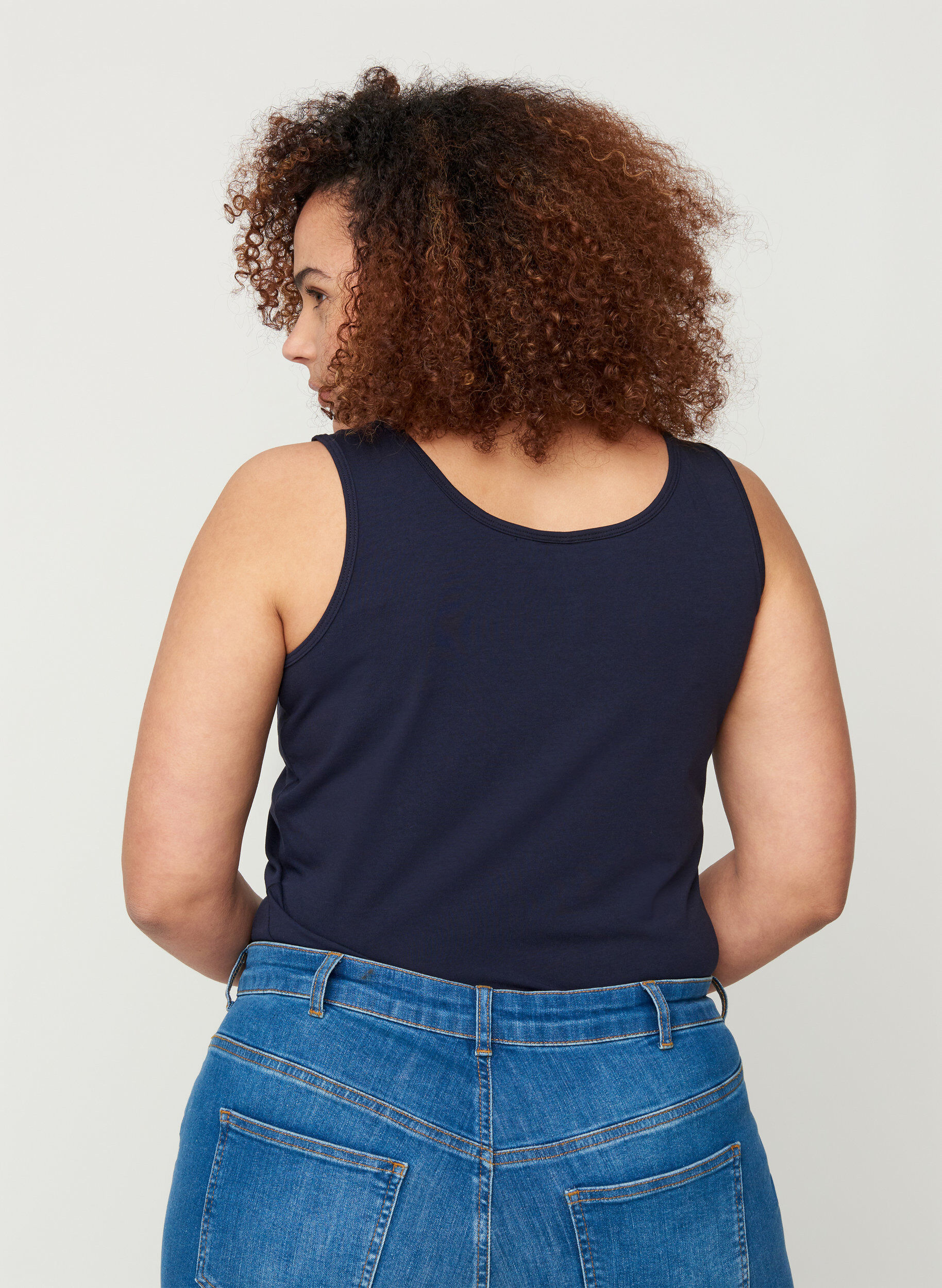 Zizzi Einfarbiges Basictop, Blau, Model image number 2