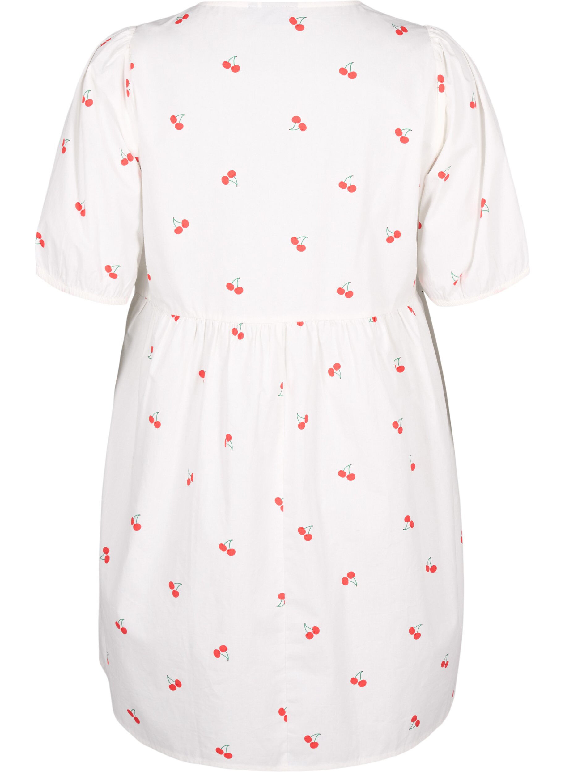 Zizzi Kleid mit Kirschdruck in A-Linien-Form, B. White/Cherry, Packshot image number 1