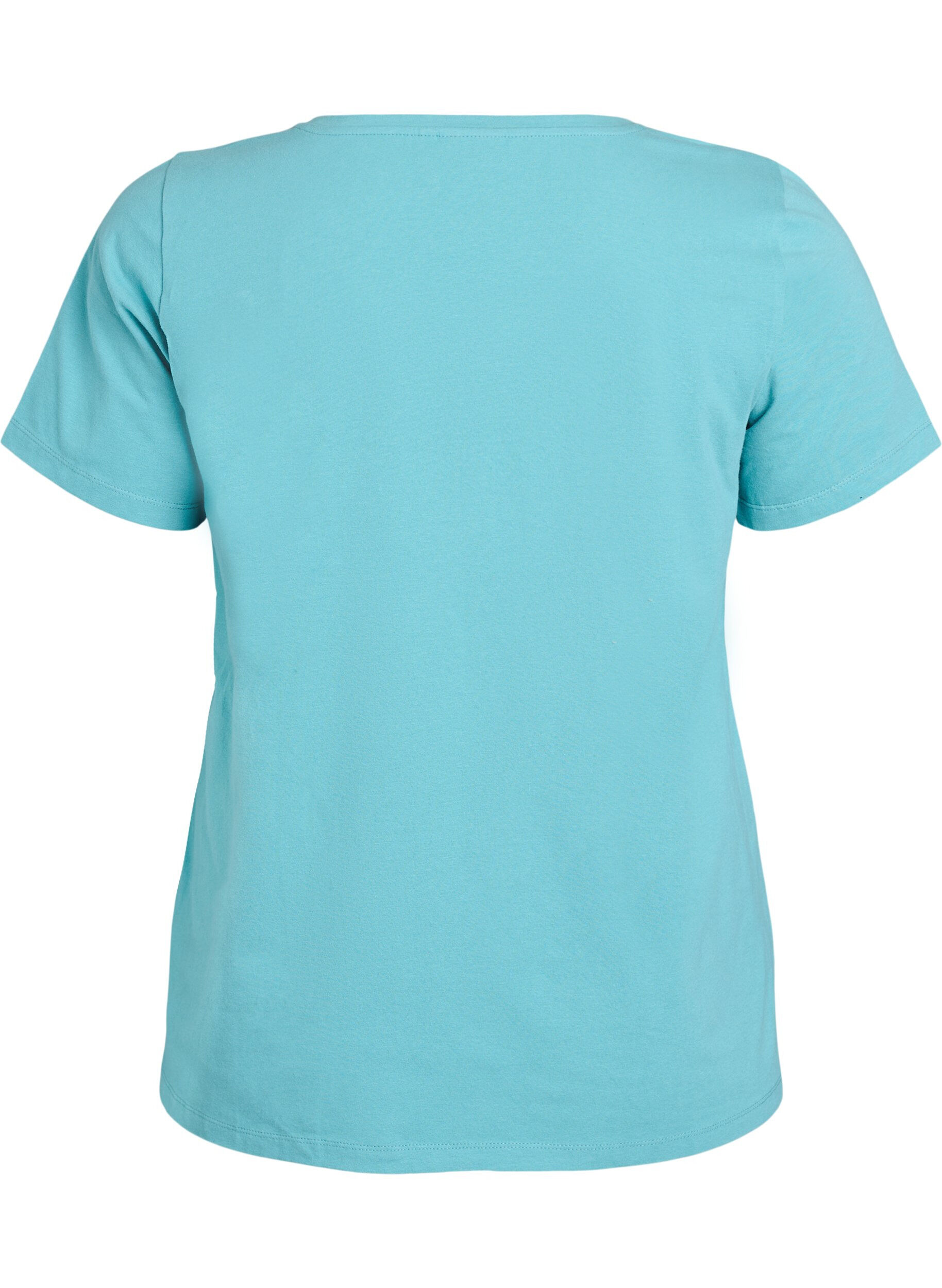 Zizzi Einfarbiges basic T-Shirt aus Baumwolle, Blau, Packshot image number 1