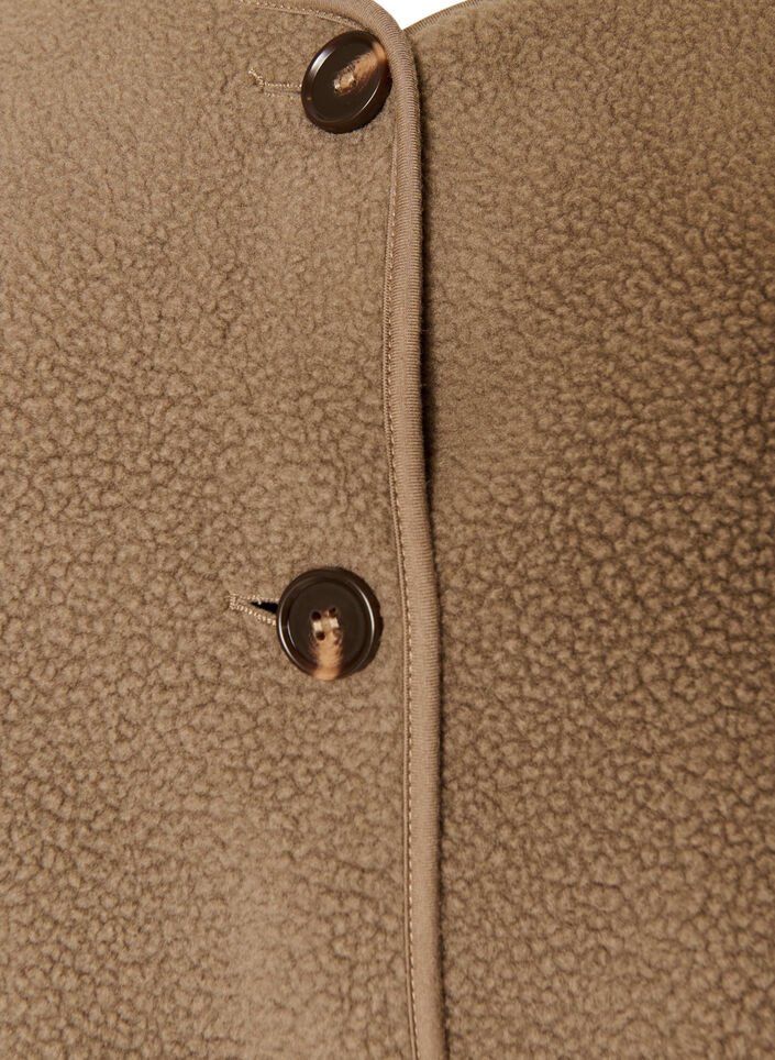 Teddyjacke mit Rundhalsausschnitt und Kn&ouml;pfen, Braun, Packshot image number 2