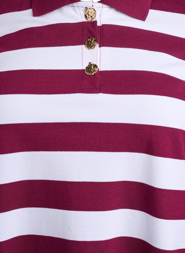 Poloshirt mit langen Ärmeln und Streifenmuster, Weiß, Packshot image number 2