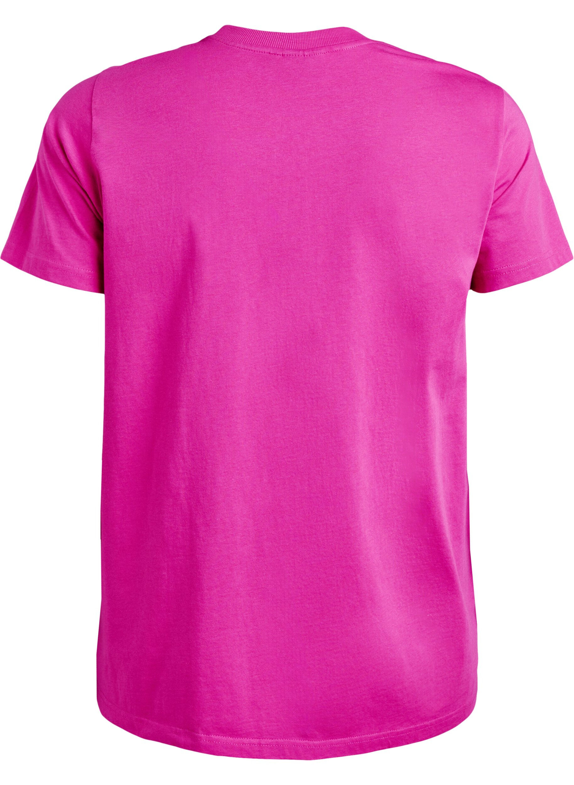 Zizzi Basic-T-Shirt aus Baumwolle mit Rundhalsausschnitt, Pink, Packshot image number 1