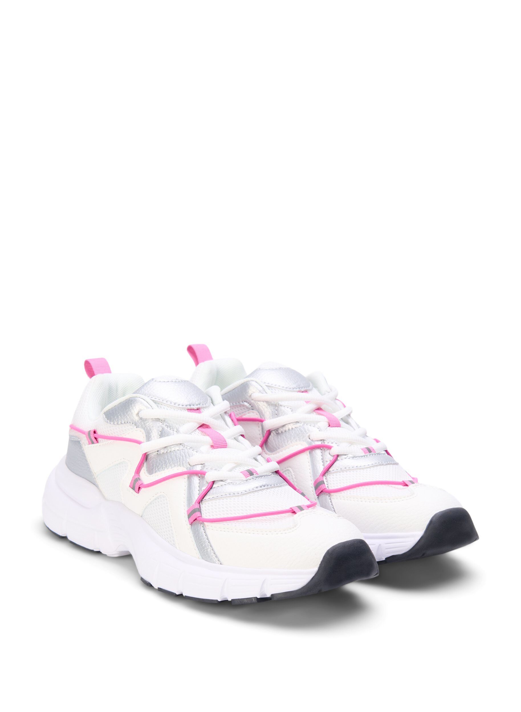 Zizzi Weite M Sneakers mit kontrastierender Schn&uuml;rung, White w. Pink, Packshot image number 1