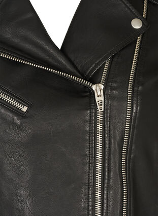 Jacke aus Kunstleder mit Reißverschlussdetails, Black, Packshot image number 2