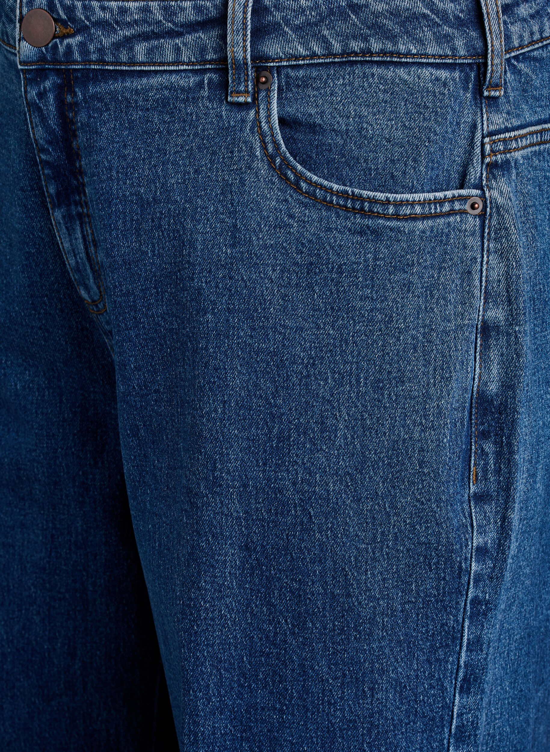 Zizzi Jeans mit weitem Bein und hohem Bund, Blau, Packshot image number 2