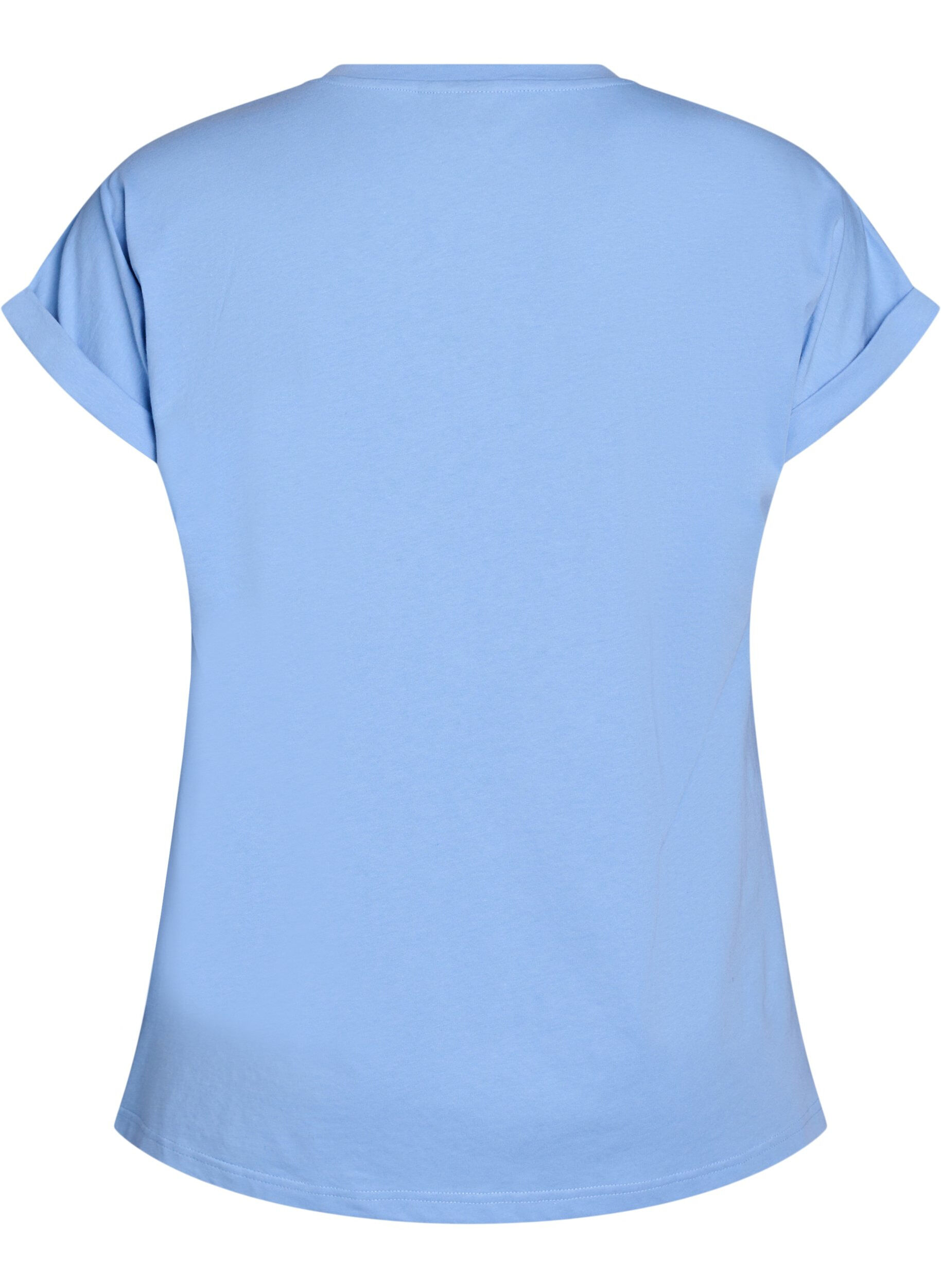 Zizzi T-Shirt aus Baumwollmischung mit kurzen &Auml;rmeln, Blau, Packshot image number 1