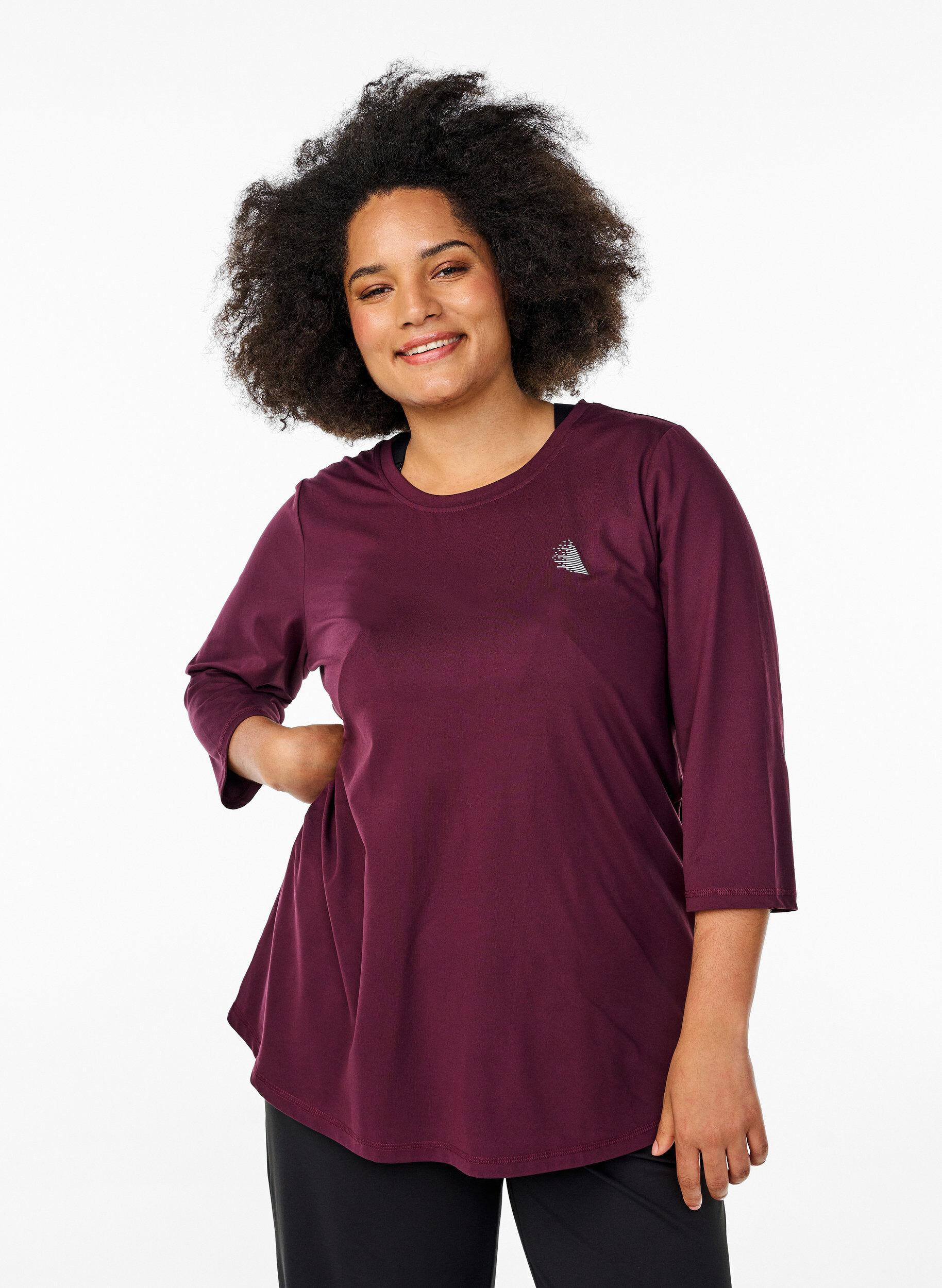 Zizzi Trainingsshirt mit 3/4-&Auml;rmeln, Rot, Model image number 0