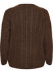 Bluse aus Strick mit Zopfmuster und V-Ausschnitt, Braun, Packshot image number 1