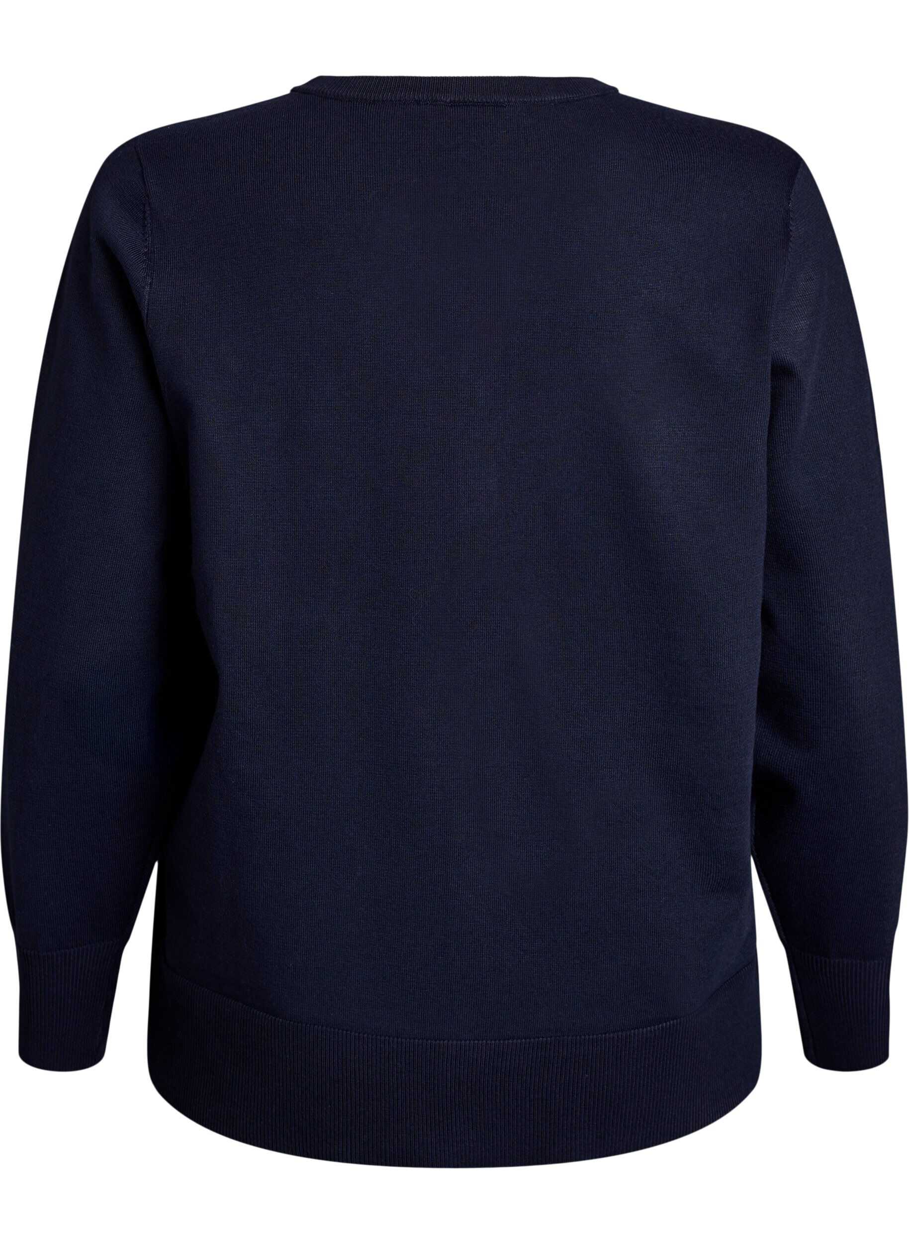 Zizzi FLASH - Feinstrick-Strickjacke mit Rundhalsausschnitt, Blau, Packshot image number 1