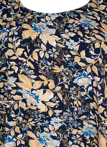 FLASH - Bluse mit kurzen Ärmeln und Print, Brown Blue Flower, Packshot image number 2