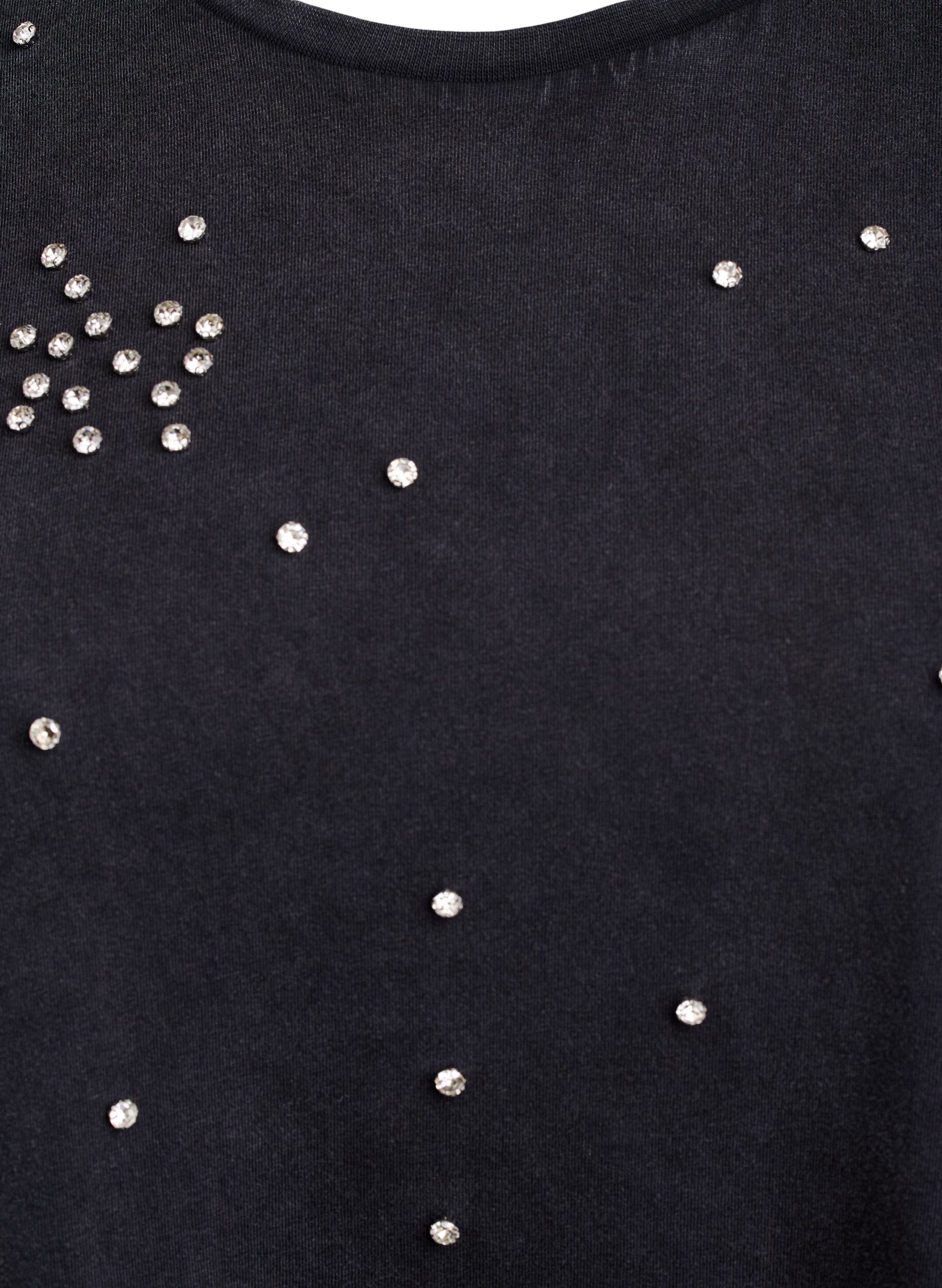 Zizzi T-Shirt mit Strasssteinen in abgenutzter Optik, Grau, Packshot image number 2