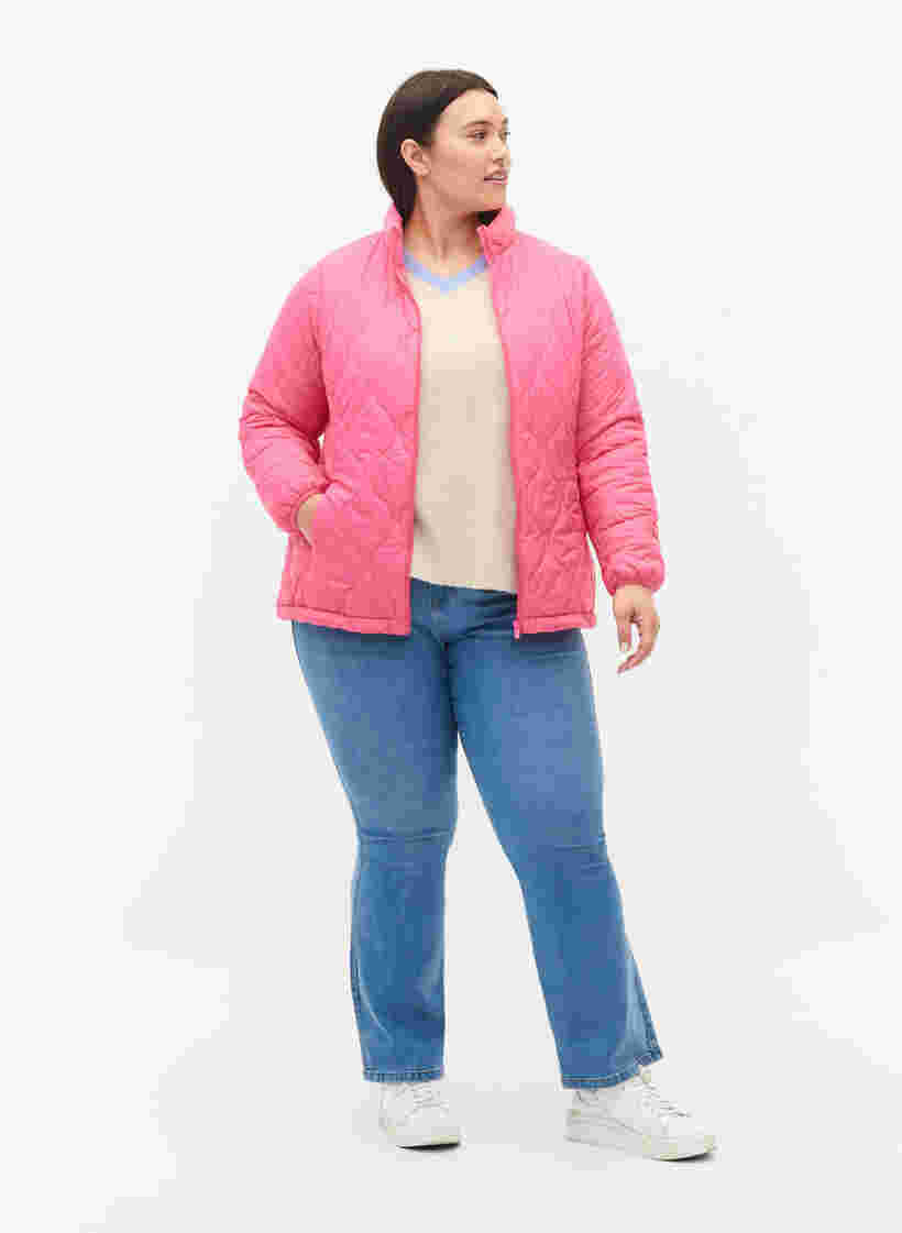 Steppjacke mit Reißverschluss und Taschen, Hot Pink, Model image number 2