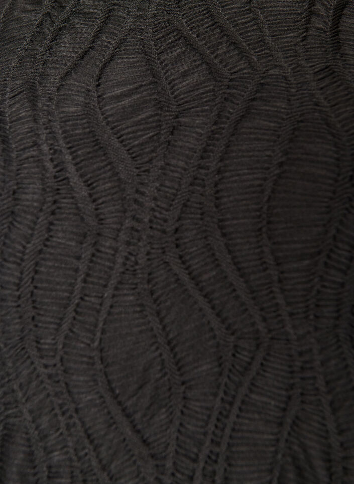 Midikleid mit gewellter Struktur und langen &Auml;rmeln, Schwarz, Packshot image number 2