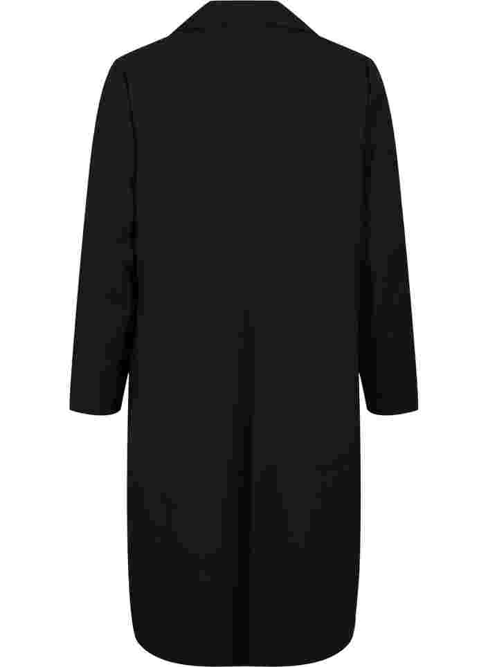 Langer Mantel mit Knopfverschluss, Black, Packshot image number 1