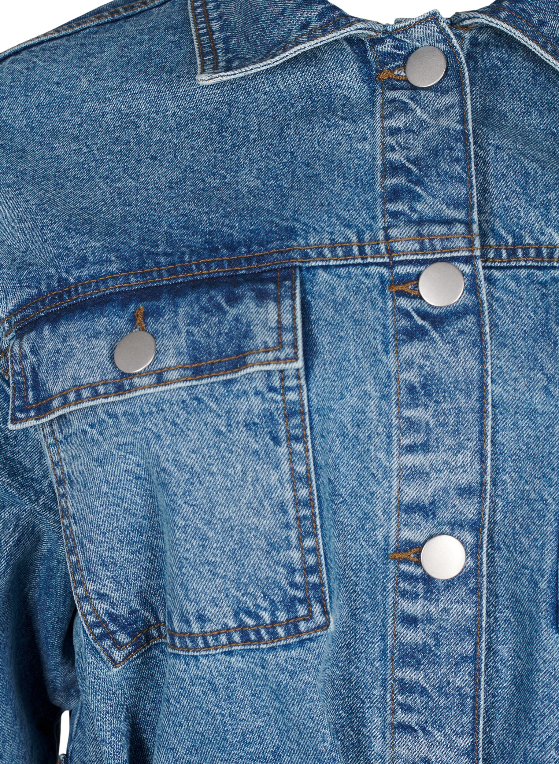 Zizzi Denim-Jacke mit Bindeg&uuml;rtel, Blue Denim, Packshot image number 2
