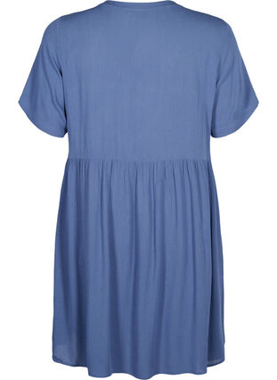 A-Linien-Kleid aus Viskose mit kurzen Ärmeln, Moonlight Blue, Packshot image number 1