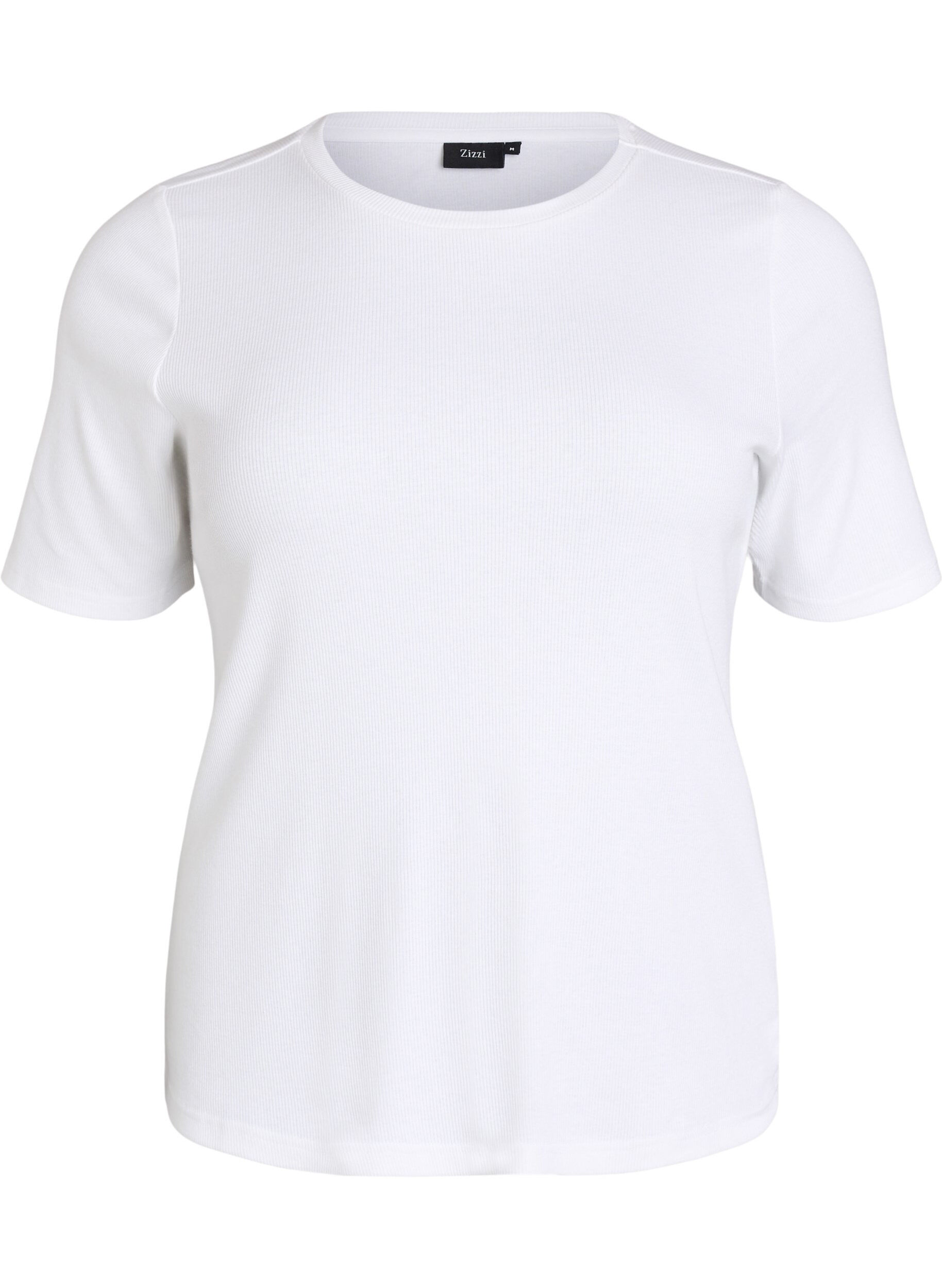 Geripptes Basic-T-Shirt mit Rundhalsausschnitt