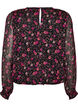Gebl&uuml;mte Bluse aus Chiffon mit transparenten &Auml;rmeln, Schwarz, Packshot image number 1