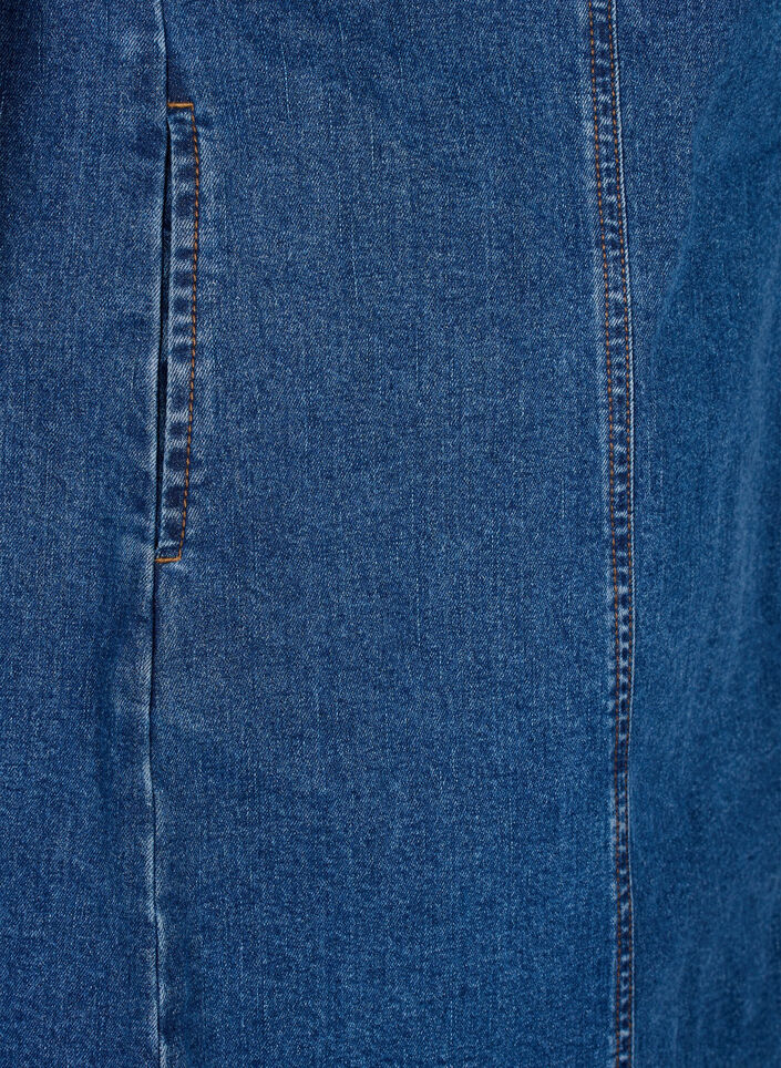 Kurzes Jeanskleid mit V-Ausschnitt, Blau, Packshot image number 3