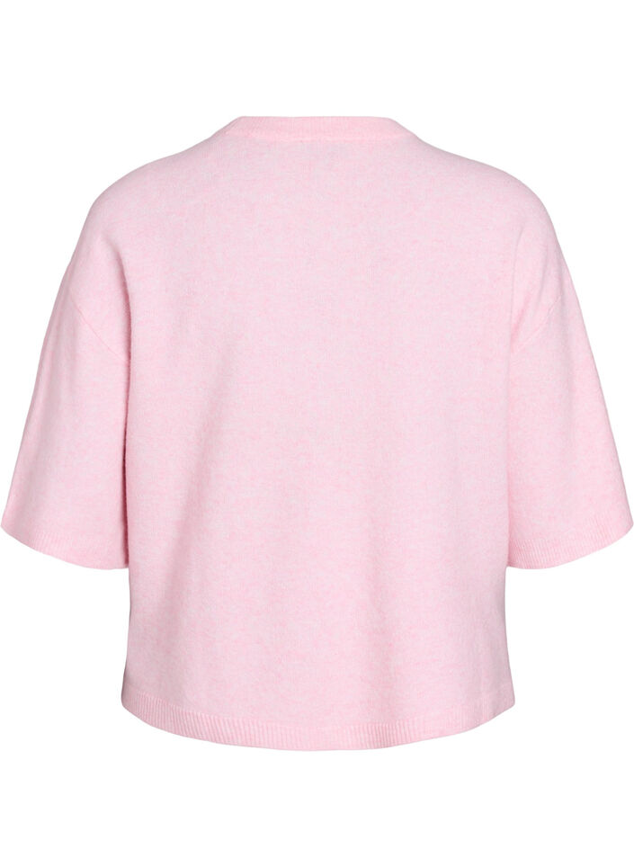 Locker sitzende Strickshirt mit kurzen &Auml;rmeln, Rot, Packshot image number 1