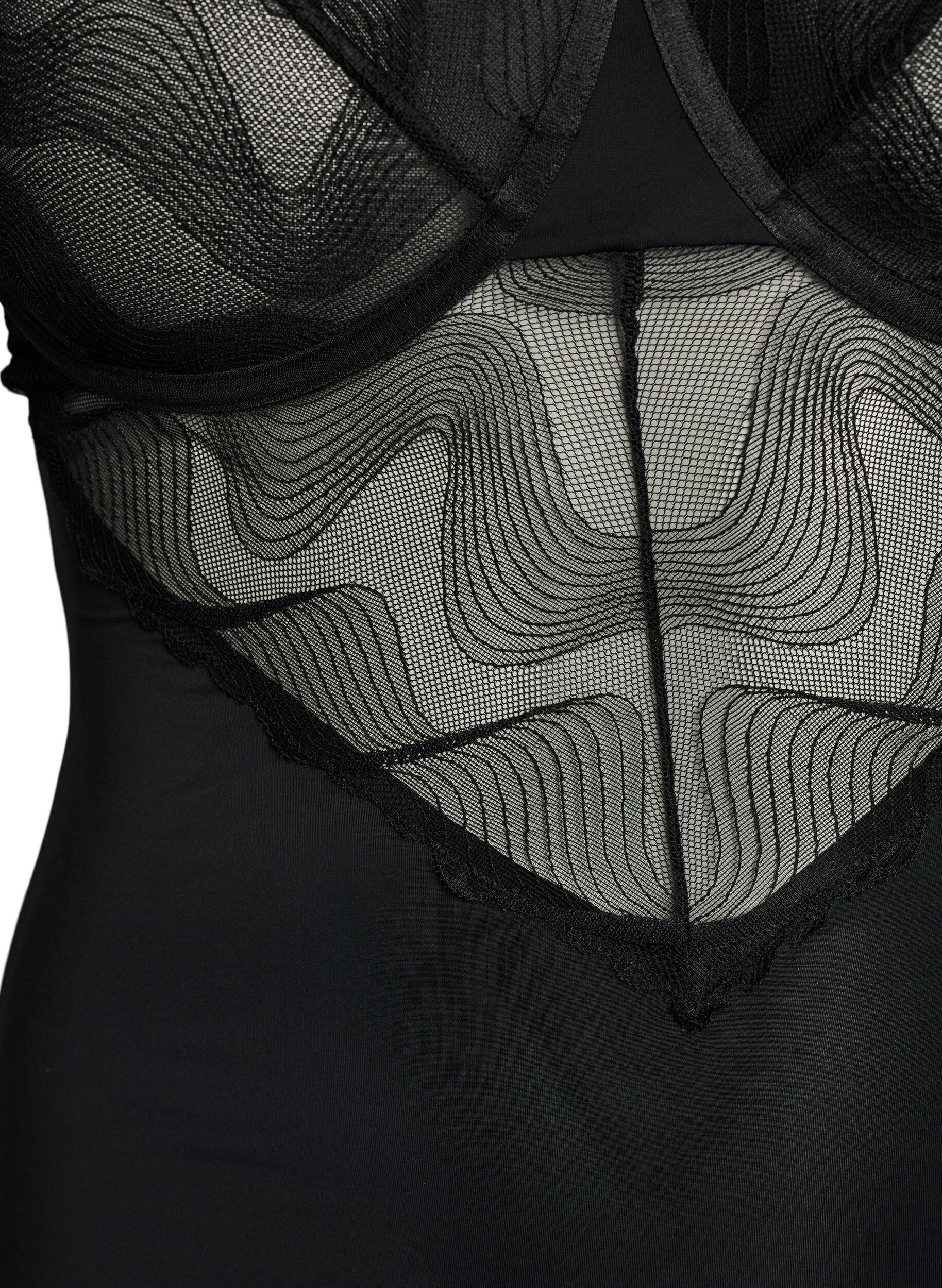 Zizzi Body mit B&uuml;gel und Spitzendetails, Schwarz, Packshot image number 2