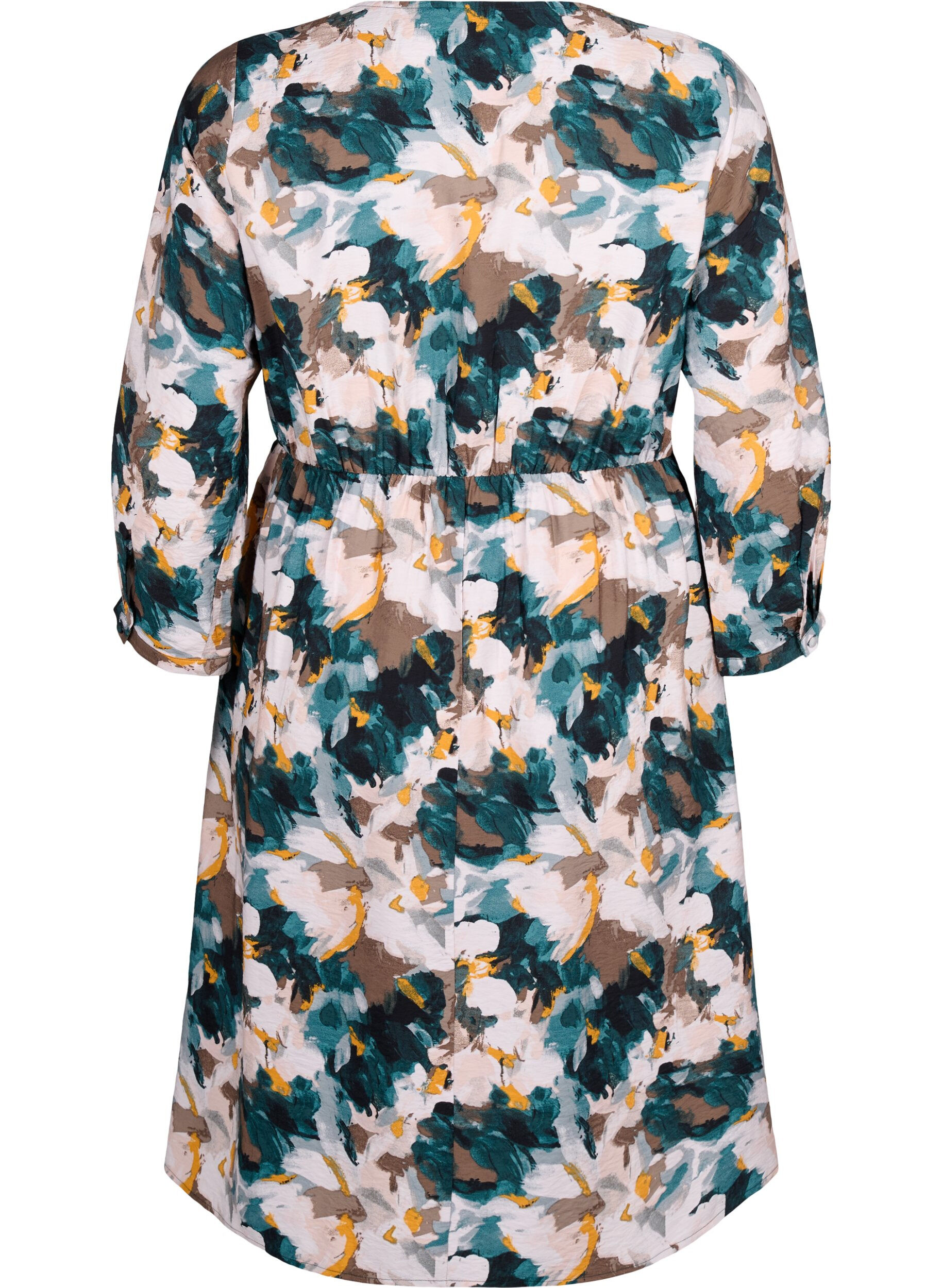 Zizzi Viskosekleid mit Print und lockerem Bindeband, Duck Gr. Forest AOP, Packshot image number 1