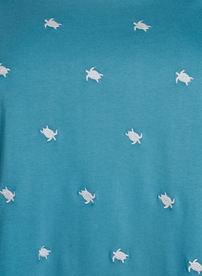 T-Shirt aus Bio-Baumwolle mit aufgestickten Motiven, Blau, Packshot image number 2