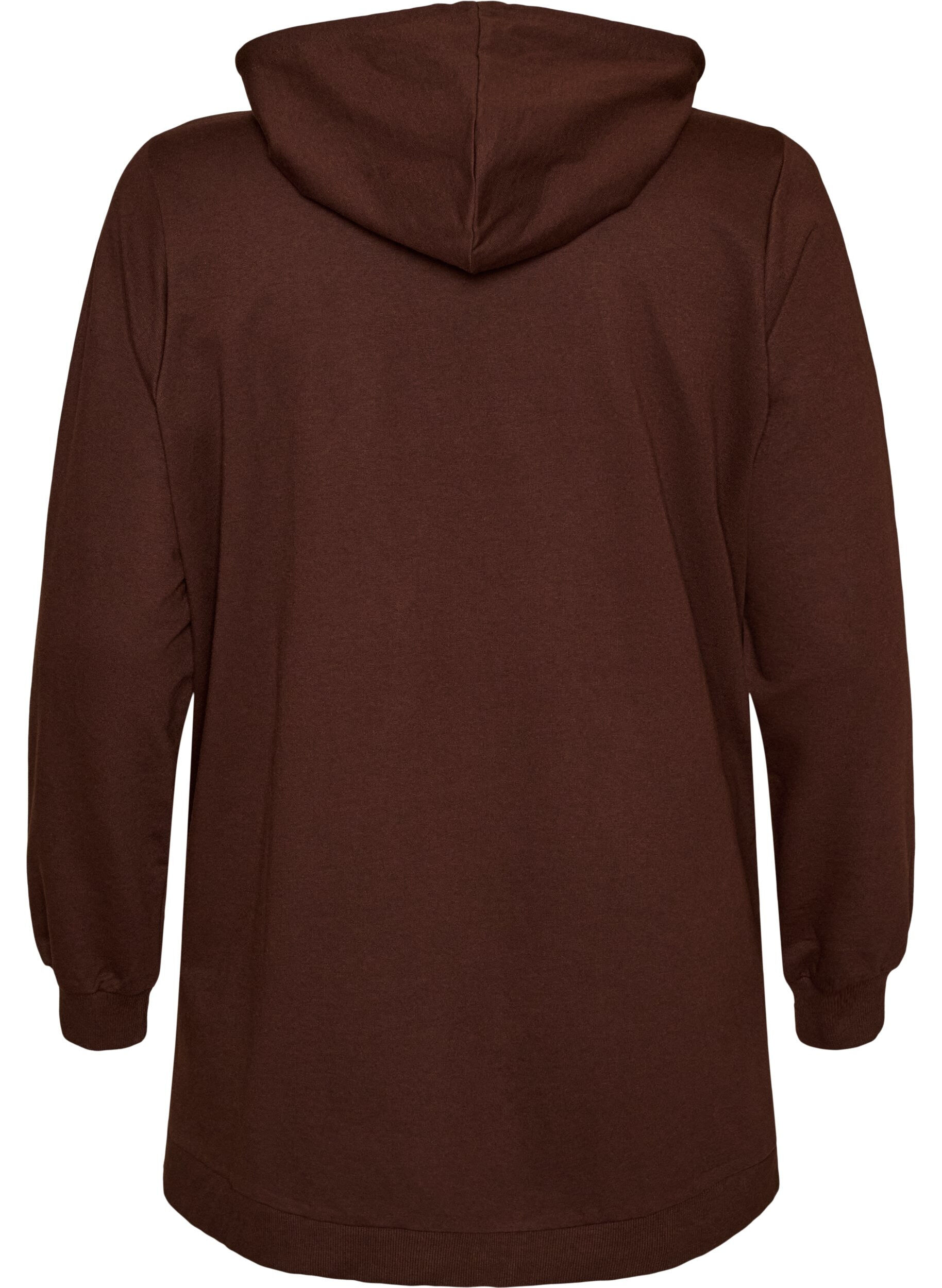 ZizziHoodie mit Textmotiv aus Frottee, Braun, Packshot image number 1