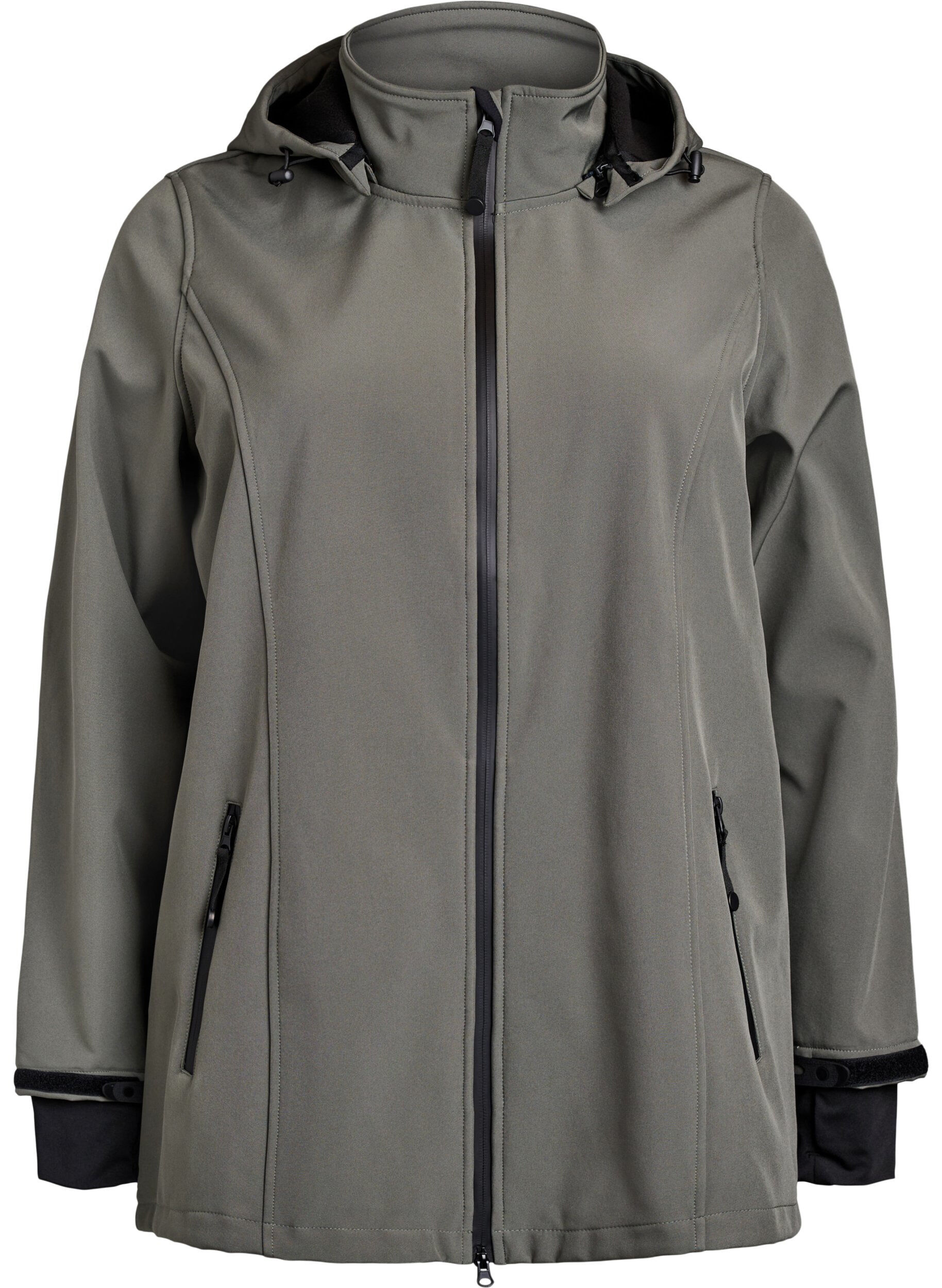 ZizziSoftshelljacke aus kurzem Schnitt mit abnehmbarer Kapuze, Grau, Packshot image number 0