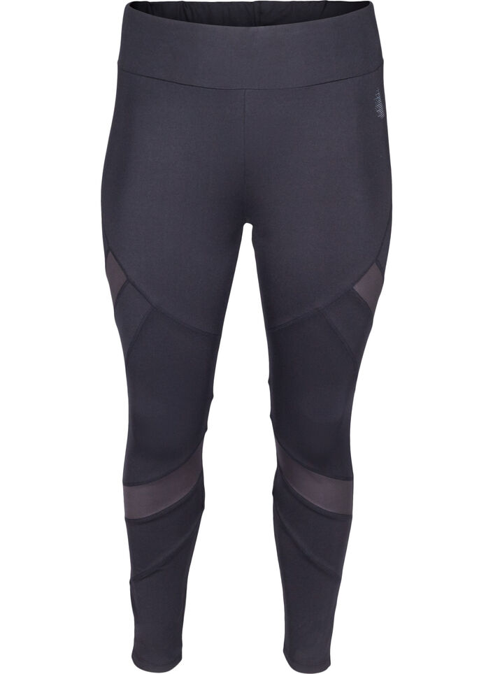 Cropped Trainingsleggings mit Mesh, Black, Packshot image number 0