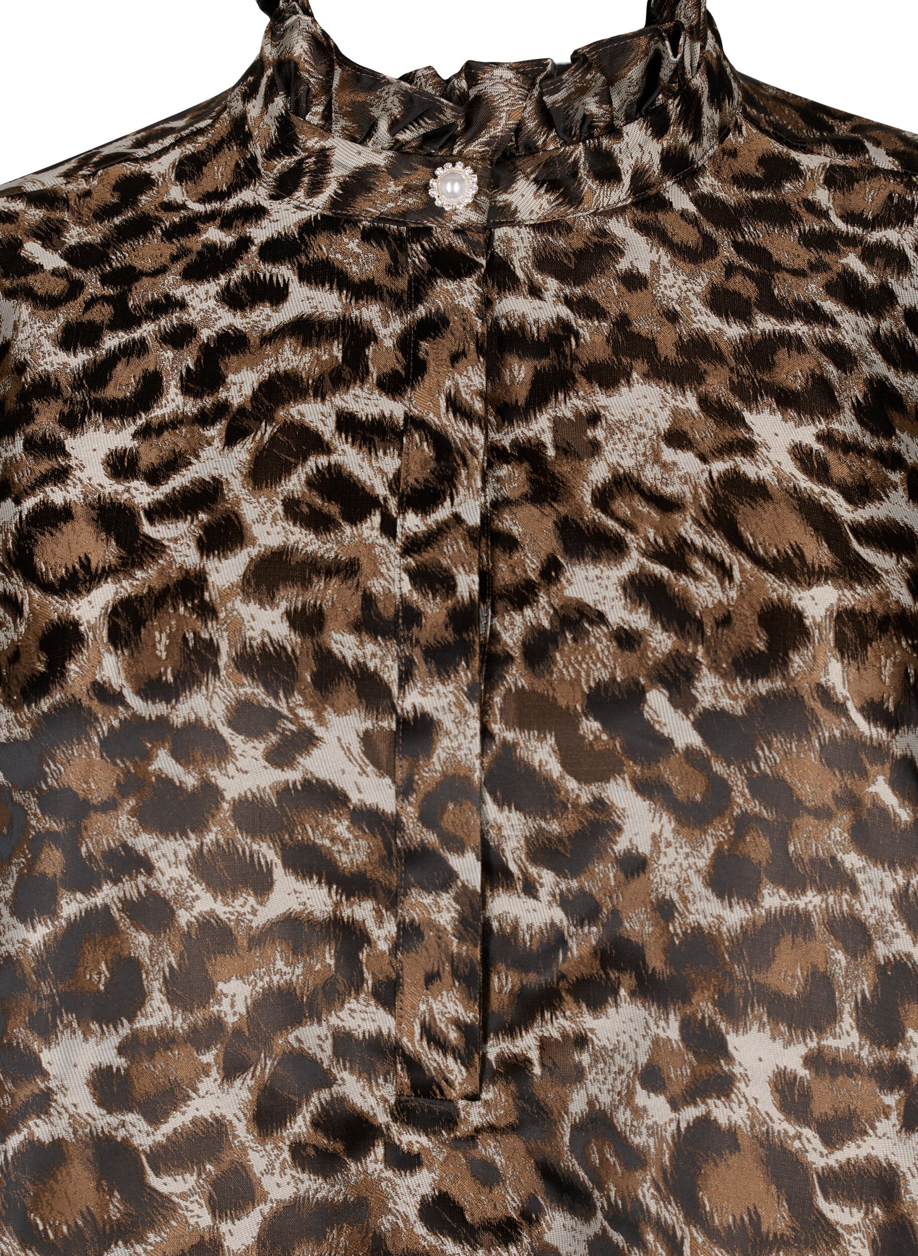 Zizzi Kurzes Jacquardkleid mit Leopardenmuster, Brown Leo AOP, Packshot image number 2