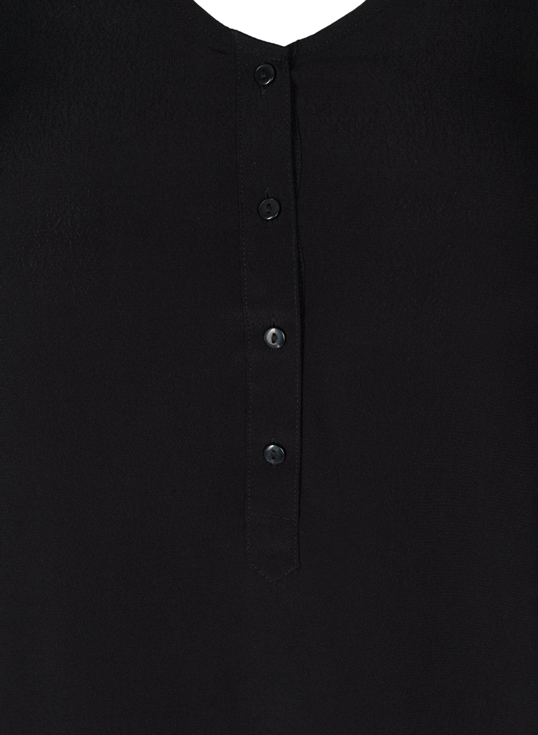 ZizziKurzarm Kleid aus Viskose mit Kn&ouml;pfen, Black, Packshot image number 2