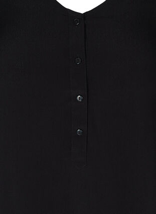 Kurzarm Kleid aus Viskose mit Knöpfen, Black, Packshot image number 2